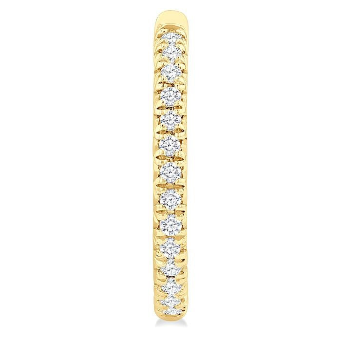 1/6 Ctw French Pave Set Round Cut Diamond Fashion Half Hoop Earrings in 14K Yellow Gold