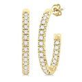 Pave Set Inside-Out Diamond Half Hoop Earrings