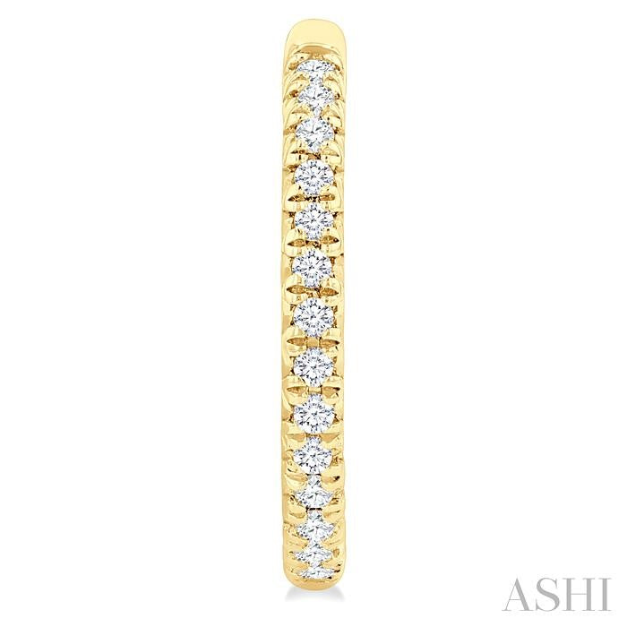 1/6 Ctw French Pave Set Round Cut Diamond Fashion Half Hoop Earrings in 14K Yellow Gold