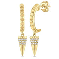 1/6 Ctw Cone Shape Motif Round Cut Diamond Half Hoop Fashion Earrings in 14K Yellow Gold