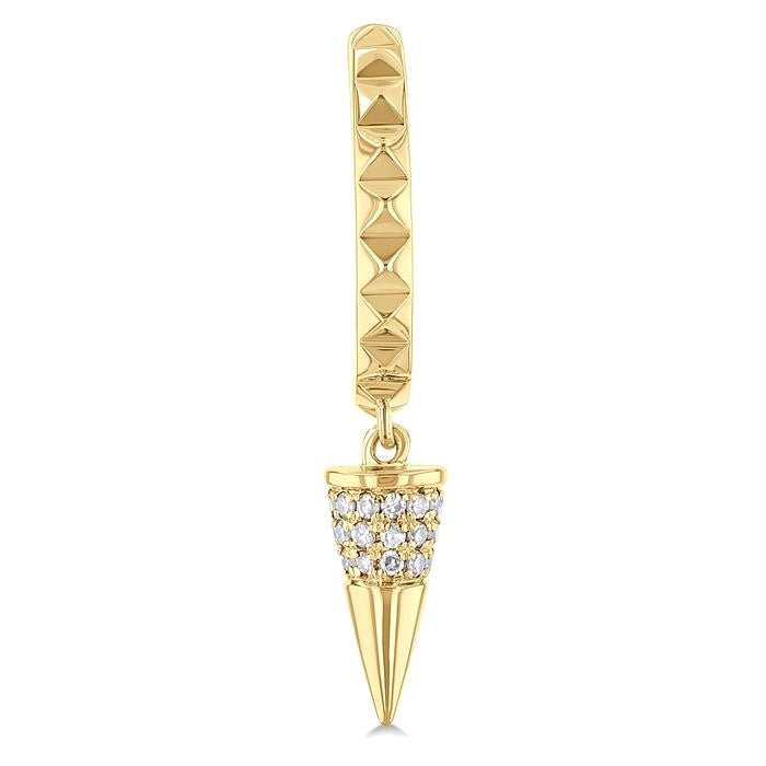 1/6 Ctw Cone Shape Motif Round Cut Diamond Half Hoop Fashion Earrings in 14K Yellow Gold