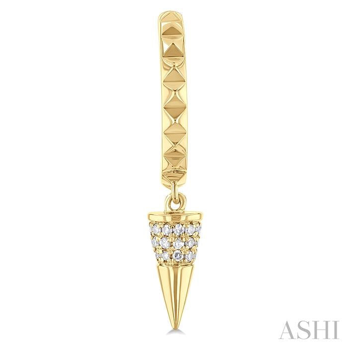 1/6 Ctw Cone Shape Motif Round Cut Diamond Half Hoop Fashion Earrings in 14K Yellow Gold