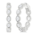 1 Ctw Bezel Set Marquise Cut Diamond Fashion Hoop Earrings in 14K White Gold