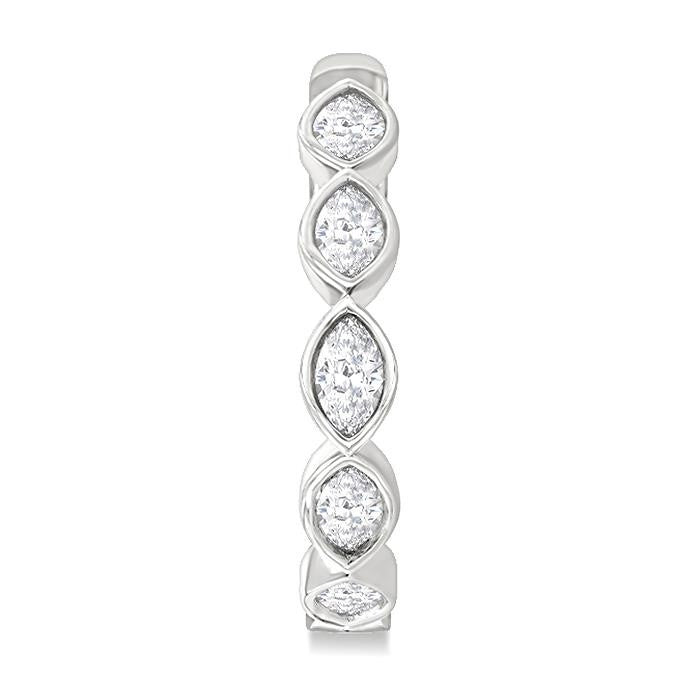 1 Ctw Bezel Set Marquise Cut Diamond Fashion Hoop Earrings in 14K White Gold