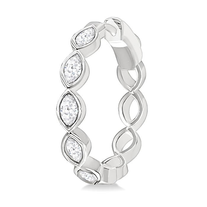 1 Ctw Bezel Set Marquise Cut Diamond Fashion Hoop Earrings in 14K White Gold