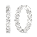 1 Ctw Bezel Set Round Cut Diamond Fashion Hoop Earrings in 14K White Gold