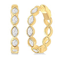 1 Ctw Bezel Set Marquise Cut Diamond Fashion Hoop Earrings in 14K Yellow Gold