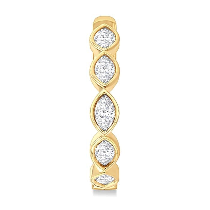 1 Ctw Bezel Set Marquise Cut Diamond Fashion Hoop Earrings in 14K Yellow Gold