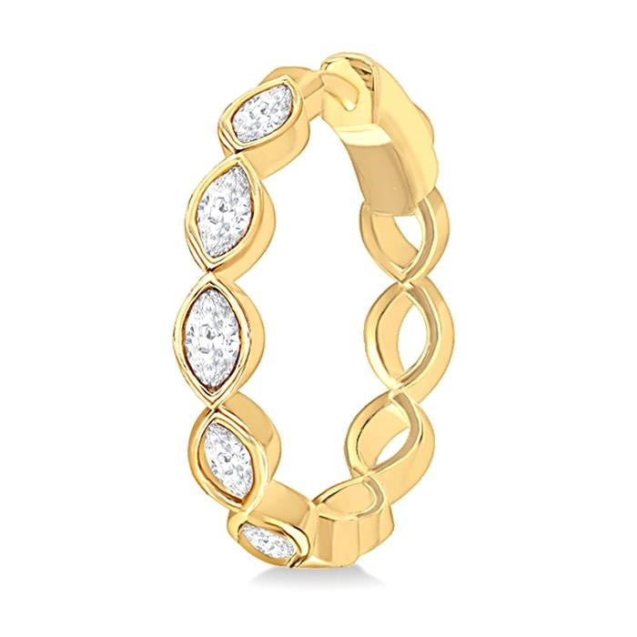1 Ctw Bezel Set Marquise Cut Diamond Fashion Hoop Earrings in 14K Yellow Gold