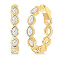 Marquise Shape Bezel Set Diamond Fashion Hoop Earrings