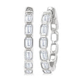 1 1/10 Ctw Bezel Set Emerald Cut Diamond Fashion Hoop Earrings in 14K White Gold