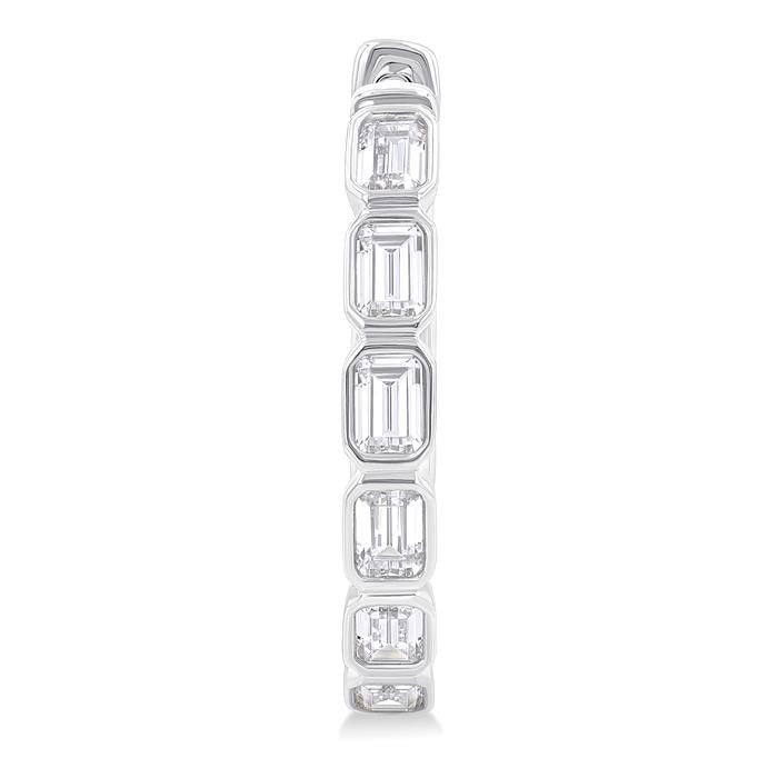 Emerald Shape Bezel Set Diamond Fashion Hoop Earrings