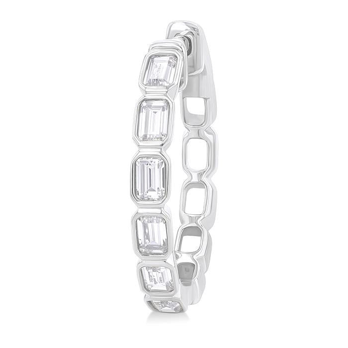 Emerald Shape Bezel Set Diamond Fashion Hoop Earrings