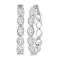 1 1/10 Ctw Bezel Set Oval Cut Diamond Fashion Hoop Earrings in 14K White Gold