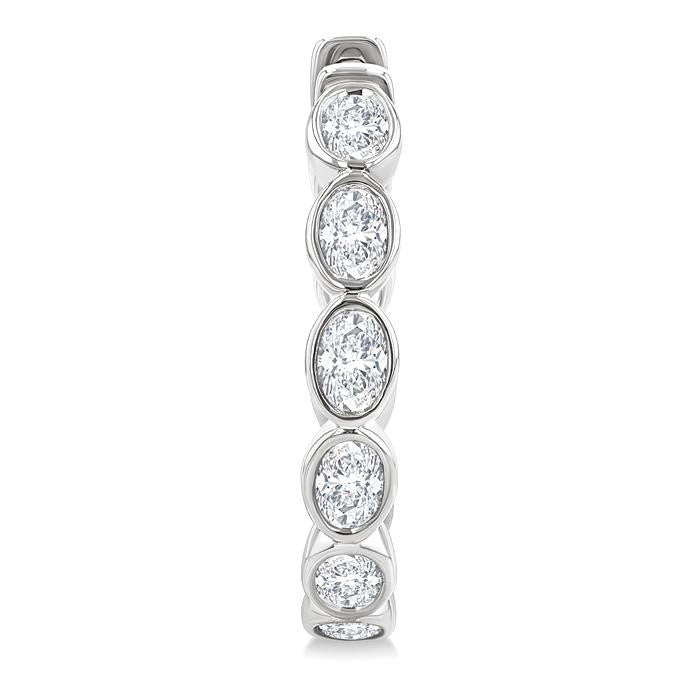 1 1/10 Ctw Bezel Set Oval Cut Diamond Fashion Hoop Earrings in 14K White Gold