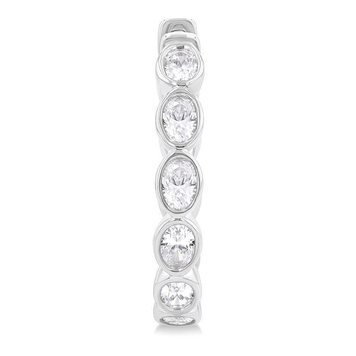 Oval Shape Bezel Set Diamond Fashion Hoop Earrings