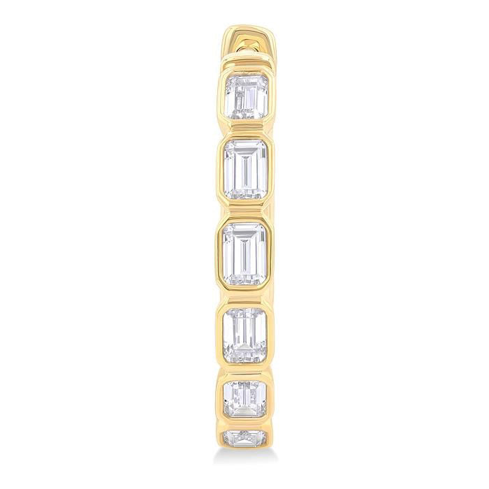 Emerald Shape Bezel Set Diamond Fashion Hoop Earrings