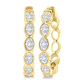 1 1/10 Ctw Bezel Set Oval Cut Diamond Fashion Hoop Earrings in 14K Yellow Gold