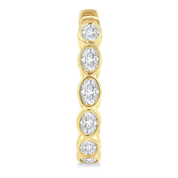 1 1/10 Ctw Bezel Set Oval Cut Diamond Fashion Hoop Earrings in 14K Yellow Gold