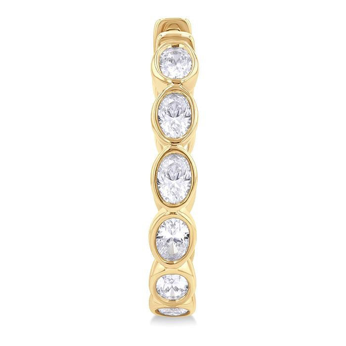 Oval Shape Bezel Set Diamond Fashion Hoop Earrings