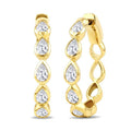 1 Ctw Bezel Set Pear Cut Diamond Fashion Hoop Earrings in 14K Yellow Gold