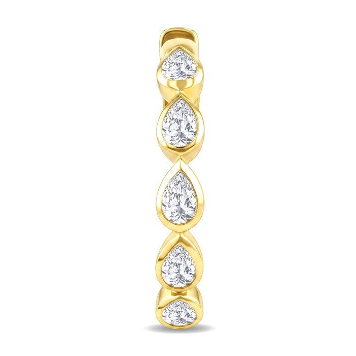 1 Ctw Bezel Set Pear Cut Diamond Fashion Hoop Earrings in 14K Yellow Gold