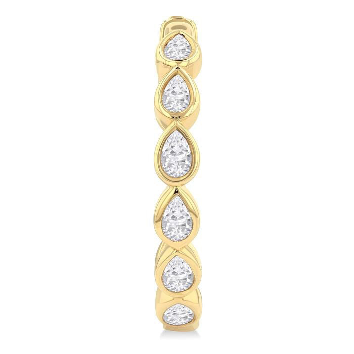 Pear Shape Bezel Set Diamond Fashion Hoop Earrings