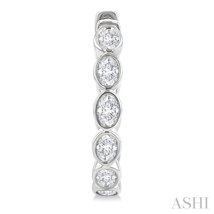 1 1/10 Ctw Bezel Set Oval Cut Diamond Fashion Hoop Earrings in 14K White Gold