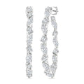 1 1/6 Ctw Inside & Outside Marquise and Round Cut Diamond Fashion Open Hoop Earrings in 14K White Gold
