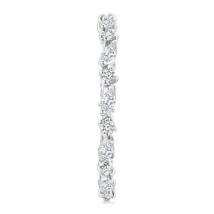 1 1/6 Ctw Inside & Outside Marquise and Round Cut Diamond Fashion Open Hoop Earrings in 14K White Gold