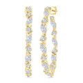 1 1/6 Ctw Inside & Outside Marquise and Round Cut Diamond Fashion Open Hoop Earrings in 14K Yellow Gold