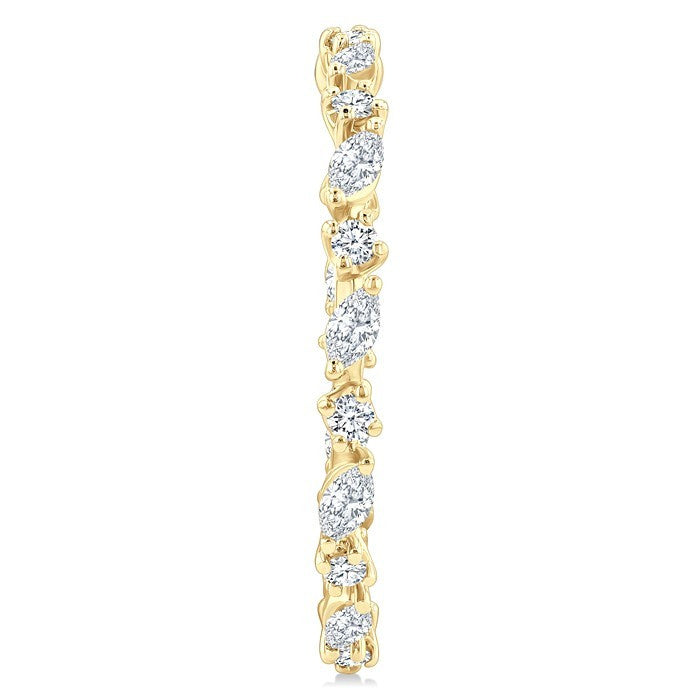1 1/6 Ctw Inside & Outside Marquise and Round Cut Diamond Fashion Open Hoop Earrings in 14K Yellow Gold