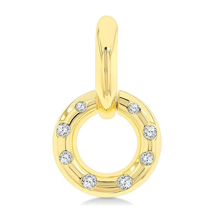 1/6 Ctw Suspended Circle Round Cut Diamond Mosaic Fashion Earrings in 10K Yellow Gold