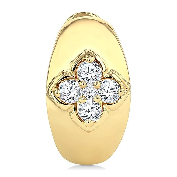 1/4 Ctw Blossom Center Round Cut Diamond Huggie Fashion Earrings in 14K Yellow Gold
