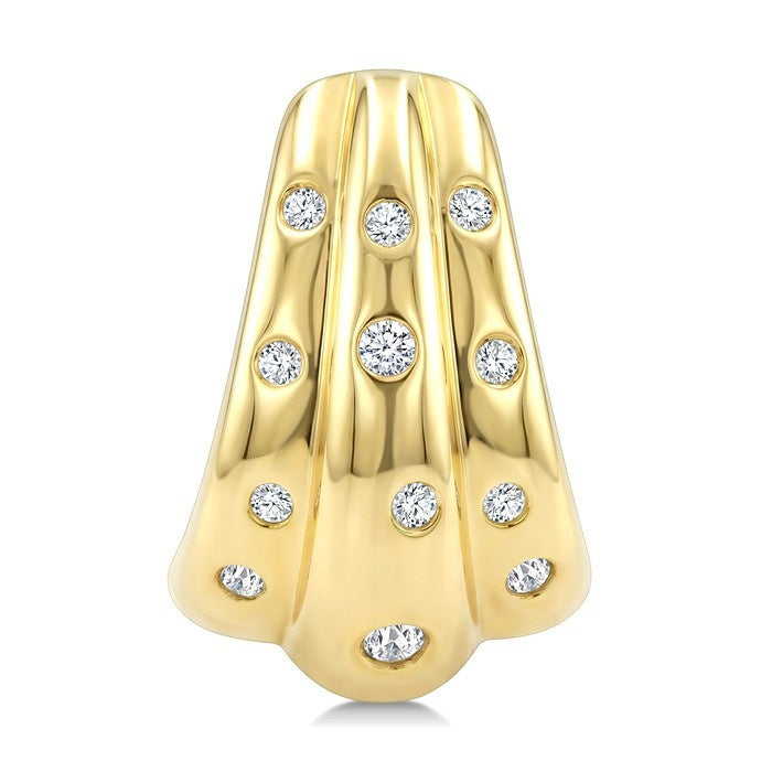 1/5 Ctw Flush Set Round Cut Diamond Fashion Mosaic Half Hoop Earrings in 10K Yellow Gold