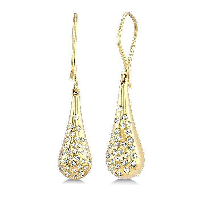 1/3 Ctw Round Cut Diamond Bold Mosaic Drop Aeris Gold Fashion Earrings in 14K Yellow Gold