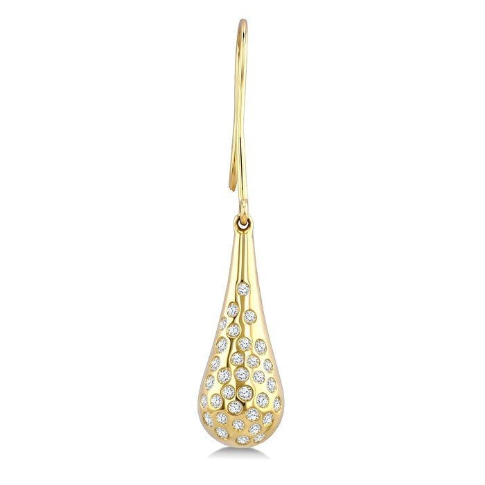 1/3 Ctw Round Cut Diamond Bold Mosaic Drop Aeris Gold Fashion Earrings in 14K Yellow Gold