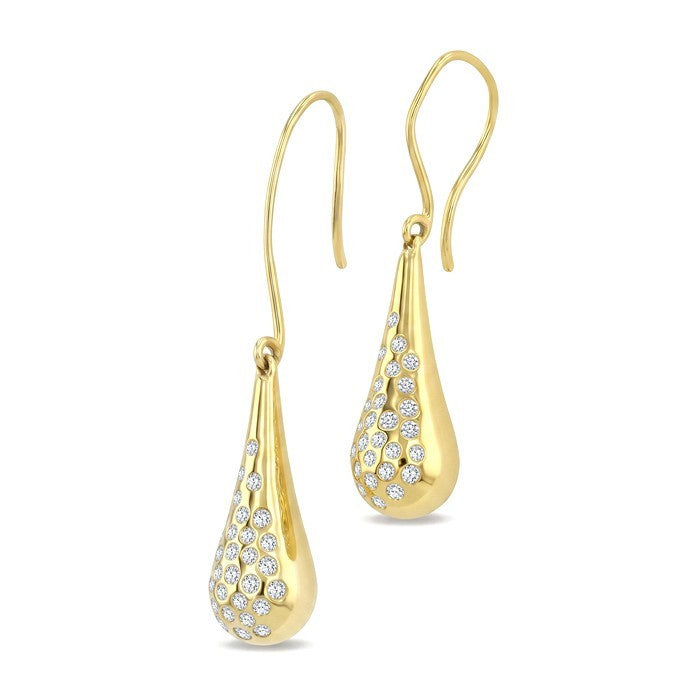 1/3 Ctw Round Cut Diamond Bold Mosaic Drop Aeris Gold Fashion Earrings in 14K Yellow Gold
