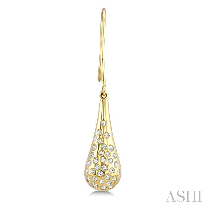 1/3 Ctw Round Cut Diamond Bold Mosaic Drop Aeris Gold Fashion Earrings in 14K Yellow Gold