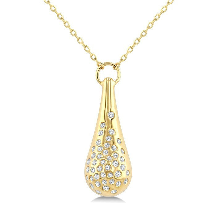 1/5 Ctw Round Cut Diamond Bold Aeris Gold Mosaic Drop Pendant With Chain in 14K Yellow Gold
