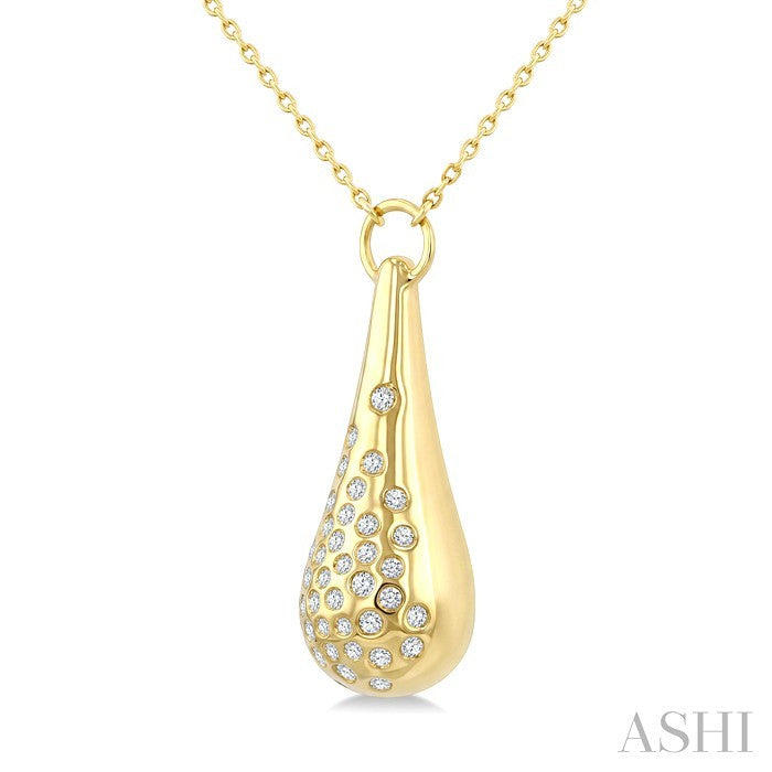 1/5 Ctw Round Cut Diamond Bold Aeris Gold Mosaic Drop Pendant With Chain in 14K Yellow Gold