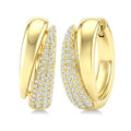 1/2 Ctw Round Cut Diamond Aeris Gold Semi Solid Fashion Hoop Earrings in 14K Yellow Gold