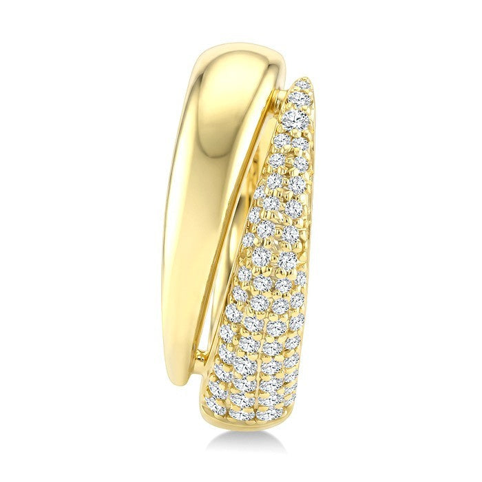 1/2 Ctw Round Cut Diamond Aeris Gold Semi Solid Fashion Hoop Earrings in 14K Yellow Gold