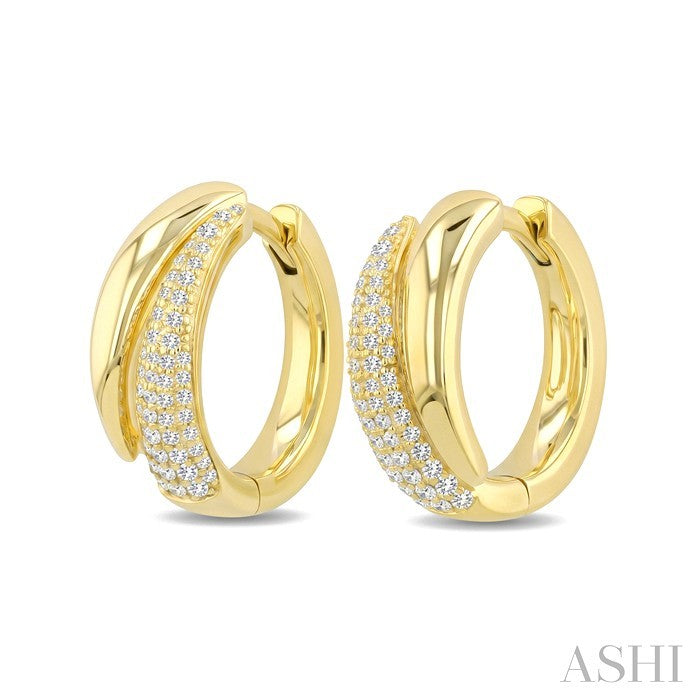 1/2 Ctw Round Cut Diamond Aeris Gold Semi Solid Fashion Hoop Earrings in 14K Yellow Gold