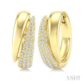 1/2 Ctw Round Cut Diamond Aeris Gold Semi Solid Fashion Hoop Earrings in 14K Yellow Gold