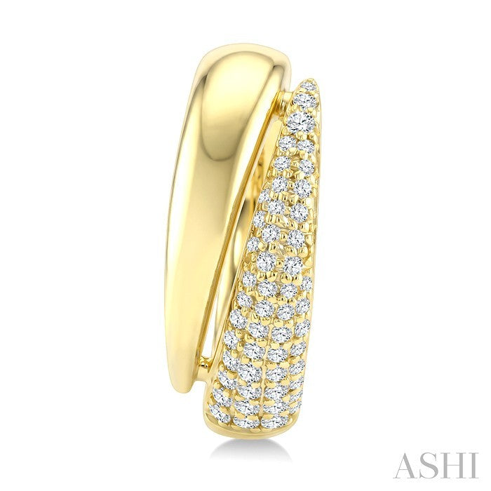 1/2 Ctw Round Cut Diamond Aeris Gold Semi Solid Fashion Hoop Earrings in 14K Yellow Gold