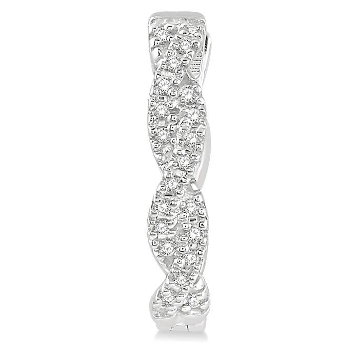 1/5 Ctw Entwined Round Cut Diamond Hoop Earrings in 10K White Gold
