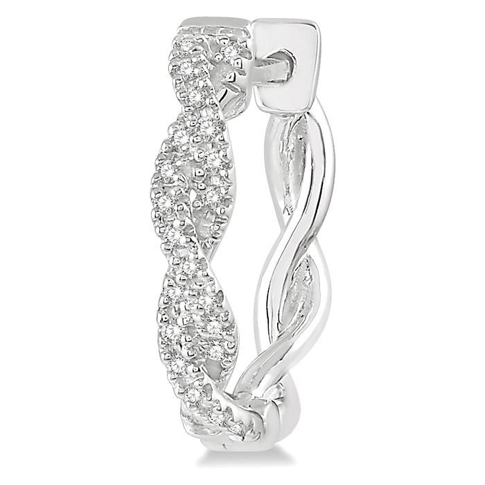 1/5 Ctw Entwined Round Cut Diamond Hoop Earrings in 10K White Gold