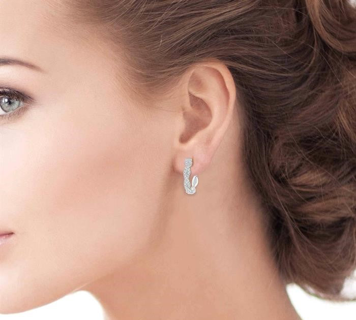 1/5 Ctw Entwined Round Cut Diamond Hoop Earrings in 10K White Gold