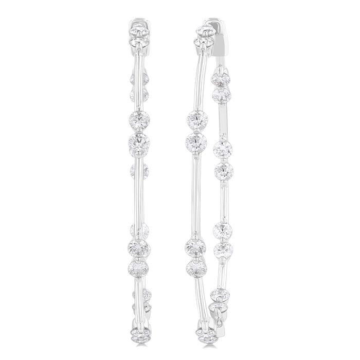 RaVelCa 14K White Gold Diamond Earrings